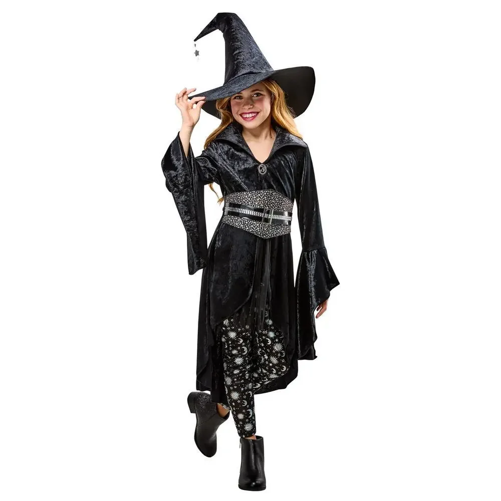 Rubie's Girls Coven Witch Halloween Costume Set Dress Hat Leggings Size L 10-12